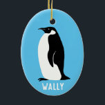 Penguin Aqua CUSTOMIZE IT Keramisch Ornament<br><div class="desc">AANPASSEN! Voeg je eigen tekst toe aan dit mooie ornament. Verander de doopvont,  achtergrondkleur of doopvontkleur. Bekijk mijn winkel voor meer en overeenkomende objecten zoals cadeaubonnen,  keukenhanddoeken,  overhemden,  mokken en nog veel meer!</div>