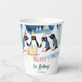 Penguin arctische winter verjaardag gepersonalisee papieren bekers (Achterkant)