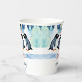 Penguin arctische winter verjaardag gepersonalisee papieren bekers (Rechts)