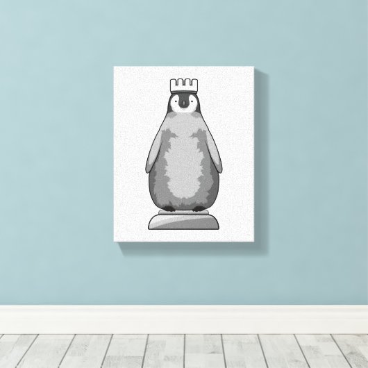 Penguin as Chess piece King Canvas Afdruk (Insitu (Houten vloer))