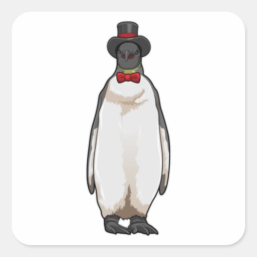 Penguin as Gentleman met Pet Vierkante Sticker (Voorkant)