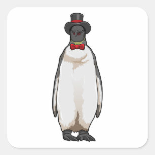 Penguin as Gentleman met Pet Vierkante Sticker