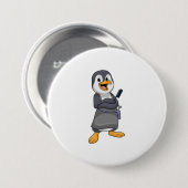 Penguin as Hair stylist with Comb Ronde Button 7,6 Cm (Voorkant /achterkant)