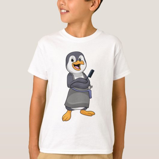 Penguin as Hair stylist with Comb T-shirt (Voorkant)