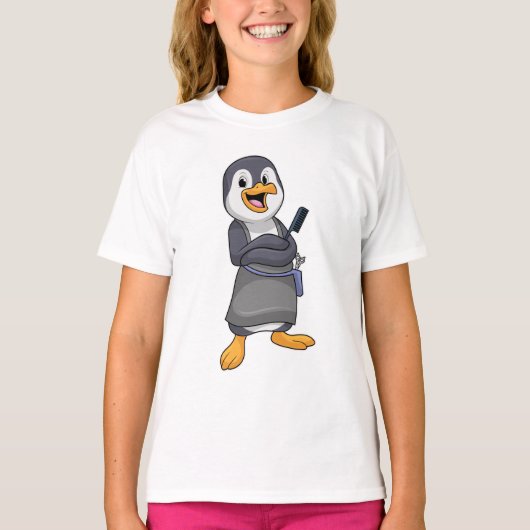 Penguin as Hair stylist with Comb T-shirt (Voorkant)