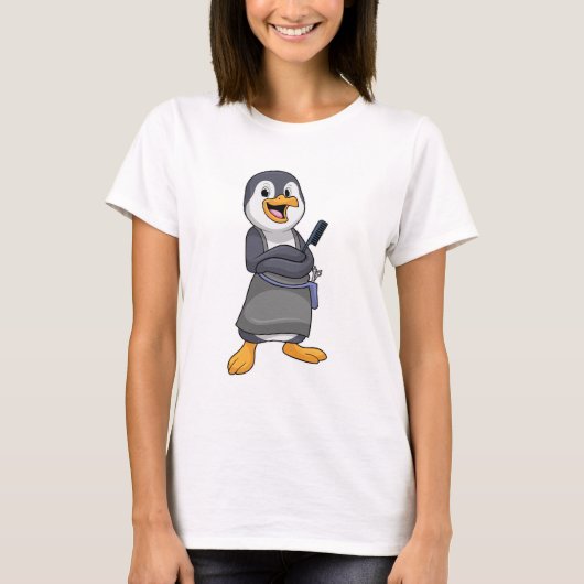 Penguin as Hair stylist with Comb T-shirt (Voorkant)