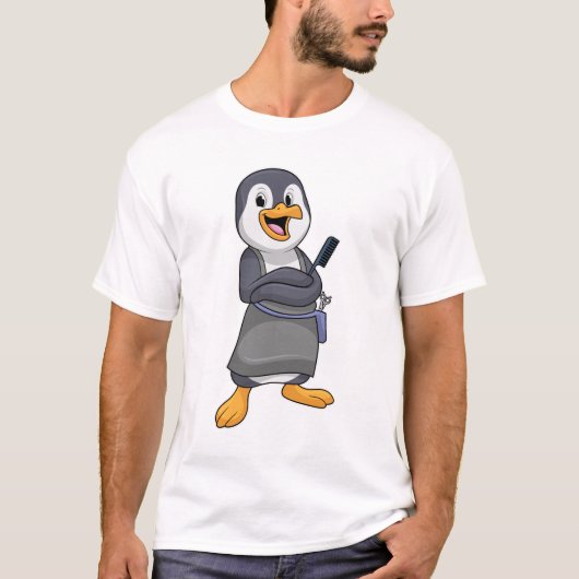 Penguin as Hair stylist with Comb T-shirt (Voorkant)