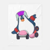 Penguin as Inline Skater with Inline Skates Fleece Deken (Voorkant)