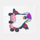 Penguin as Inline Skater with Inline Skates Fleece Deken (Voorkant (Horizontaal))
