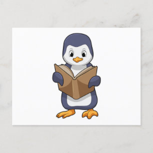 Penguin as Nerd with Book Briefkaart