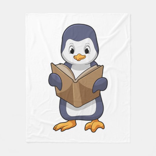 Penguin as Nerd with Book Fleece Deken (Voorkant)