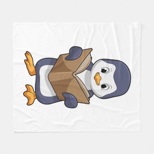 Penguin as Nerd with Book Fleece Deken (Voorkant (Horizontaal))