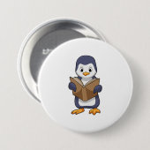 Penguin as Nerd with Book Ronde Button 7,6 Cm (Voorkant /achterkant)