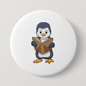 Penguin as Nerd with Book Ronde Button 7,6 Cm (Voorkant)