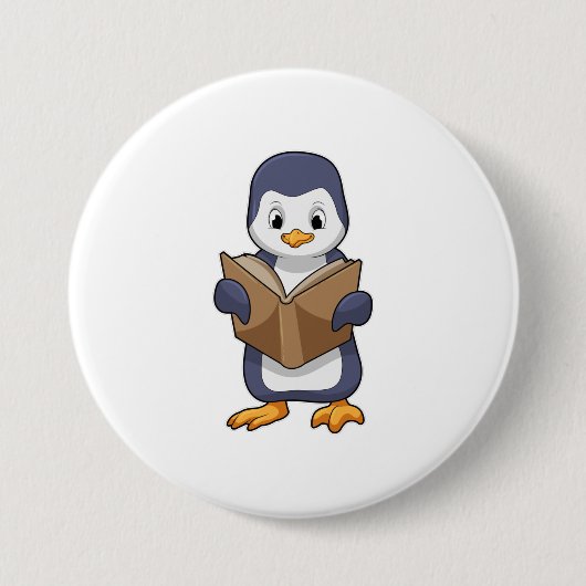 Penguin as Nerd with Book Ronde Button 7,6 Cm (Voorkant)