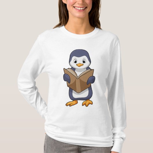 Penguin as Nerd with Book T-shirt (Voorkant)