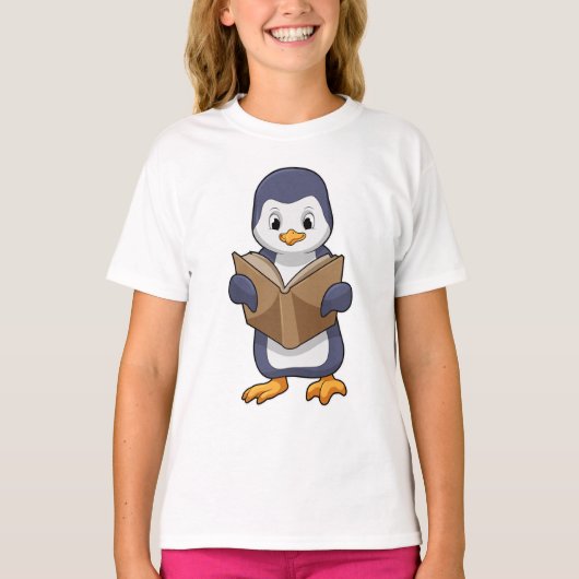 Penguin as Nerd with Book T-shirt (Voorkant)