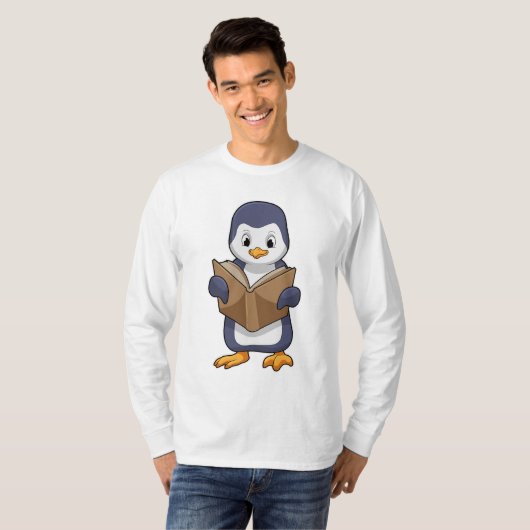Penguin as Nerd with Book T-shirt (Voorkant volledig)