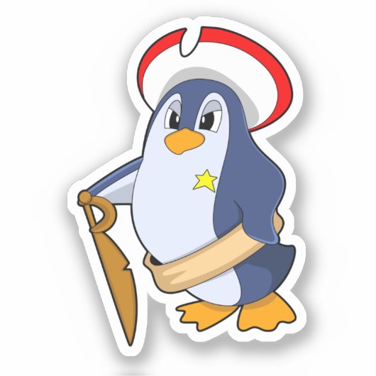 Penguin as Pirate with Hat Sticker (Voorkant)