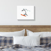 Penguin as Ski jumper with Ski Canvas Afdruk (Insitu (Slaapkamer))