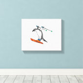Penguin as Ski jumper with Ski Canvas Afdruk (Insitu (Houten vloer))