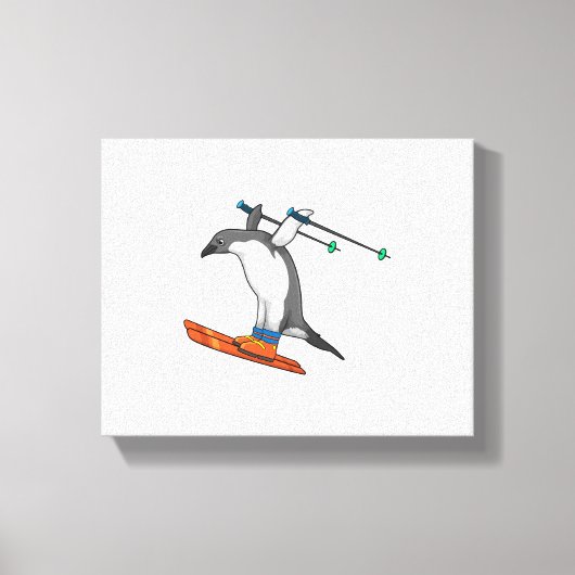 Penguin as Ski jumper with Ski Canvas Afdruk (Voorkant)