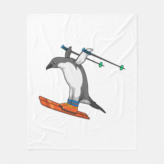 Penguin as Ski jumper with Ski Fleece Deken (Voorkant)