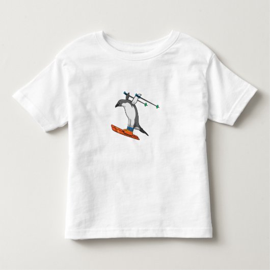 Penguin as Ski jumper with Ski Kinder Shirts (Voorkant)
