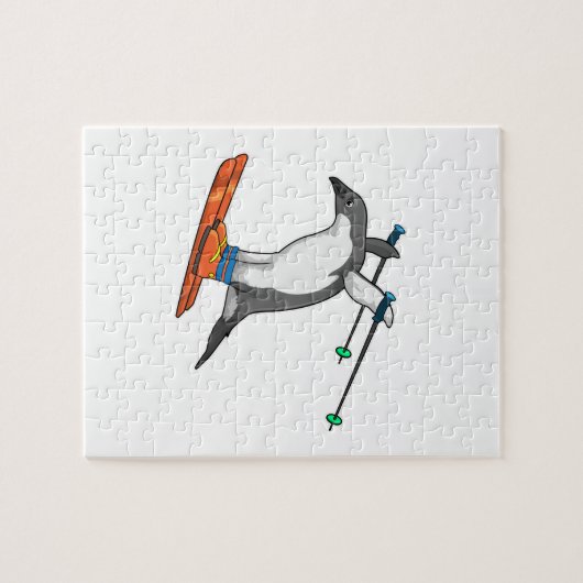 Penguin as Ski jumper with Ski Legpuzzel (Horizontaal)