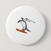 Penguin as Ski jumper with Ski Ronde Button 7,6 Cm (Voorkant)