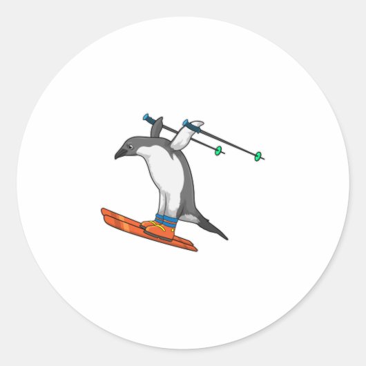 Penguin as Ski jumper with Ski Ronde Sticker (Voorkant)