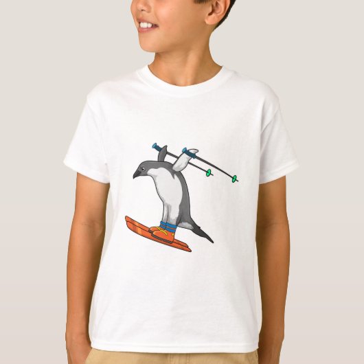 Penguin as Ski jumper with Ski T-shirt (Voorkant)