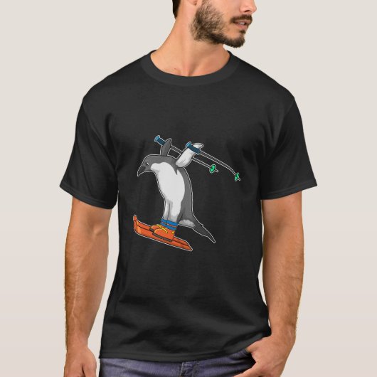 Penguin as Ski jumper with Ski T-shirt (Voorkant)