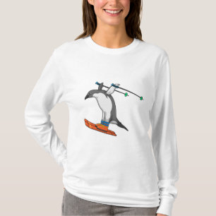Penguin as Ski jumper with Ski T-shirt