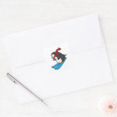 Penguin as Skier with Ski Vierkante Sticker (Envelop)