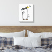 Penguin at Hockey with Hockey stick Canvas Afdruk (Insitu (Slaapkamer))