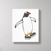 Penguin at Ice skating with Ice skates Canvas Afdruk (Voorkant)