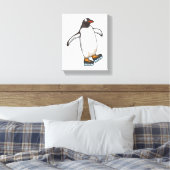 Penguin at Ice skating with Ice skates Canvas Afdruk (Insitu (Slaapkamer))