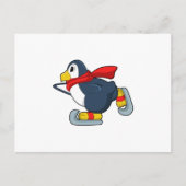 Penguin at Ice skating with Ice skates.PNG Briefkaart (Voorkant)