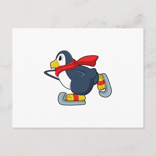 Penguin at Ice skating with Ice skates.PNG Briefkaart (Voorkant)