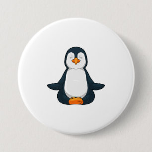 Penguin at Yoga Fitness in Sitting Ronde Button 7,6 Cm