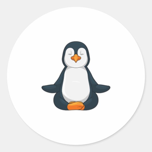 Penguin at Yoga Fitness in Sitting Ronde Sticker (Voorkant)