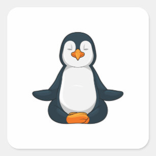 Penguin at Yoga Fitness in Sitting Vierkante Sticker