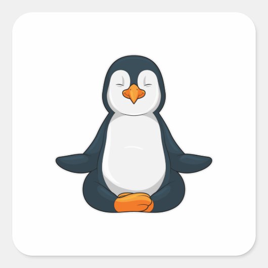 Penguin at Yoga Fitness in Sitting Vierkante Sticker (Voorkant)