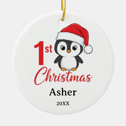 Penguin Baby 1st Christmas Ornament (Voorkant)