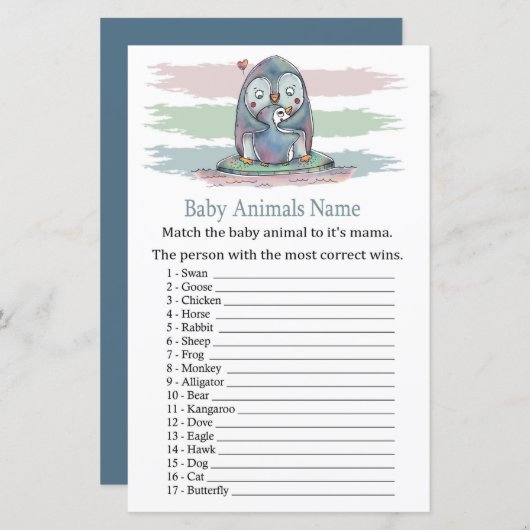 Penguin Baby Animals Name Game (Voorkant / Achterkant)