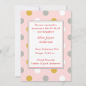 Penguin Baby Girl Roze Geboorte Aankondiging (Achterkant)