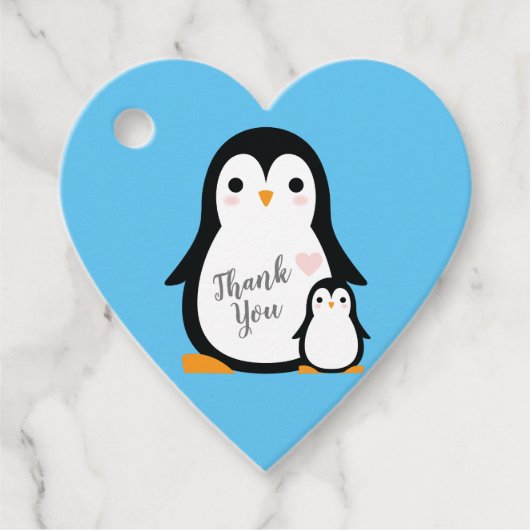 Penguin Baby shower Bedankjes Labels (Voorkant)