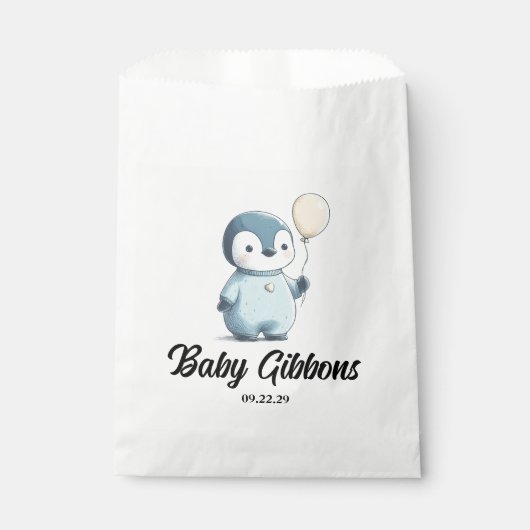 Penguin Baby shower Bedankzakje (Voorkant)