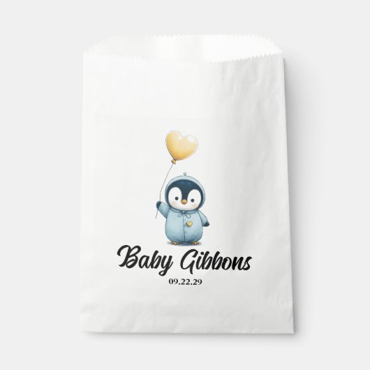Penguin Baby shower Bedankzakje (Voorkant)